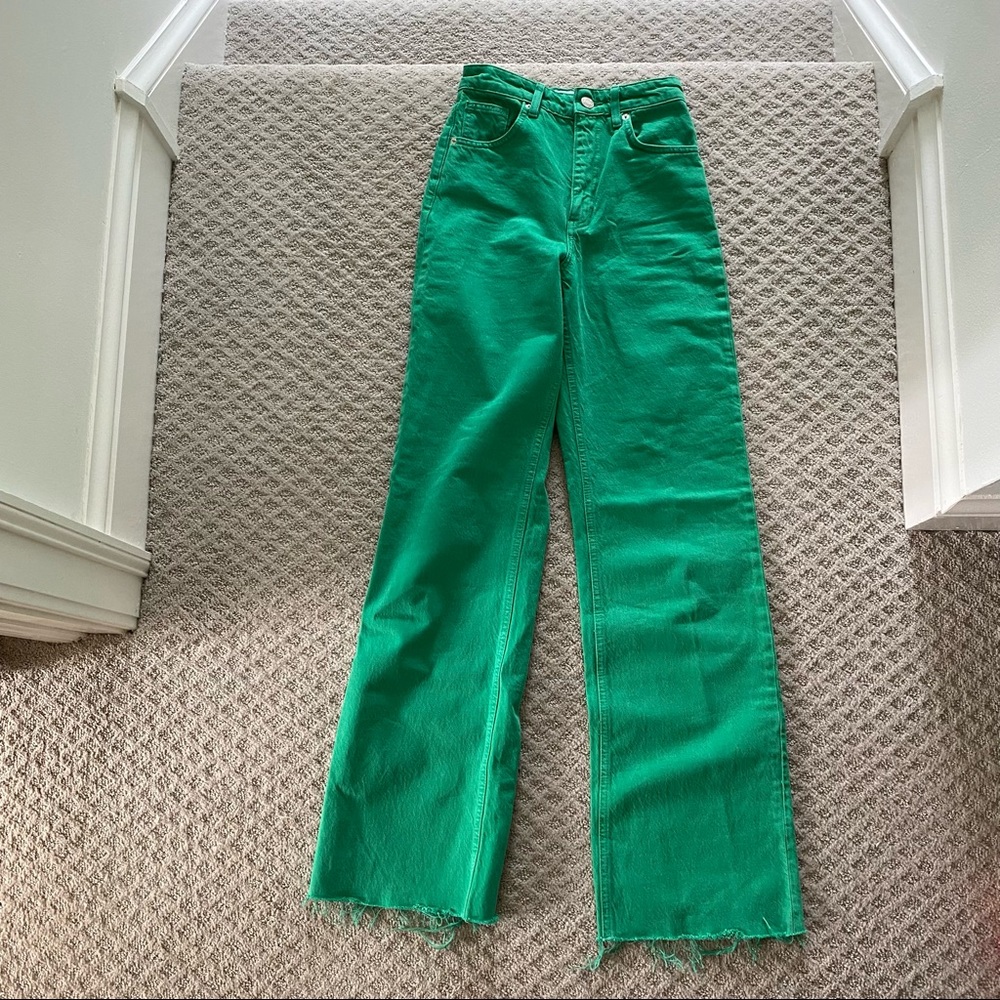 Zara Green High Waisted Jeans